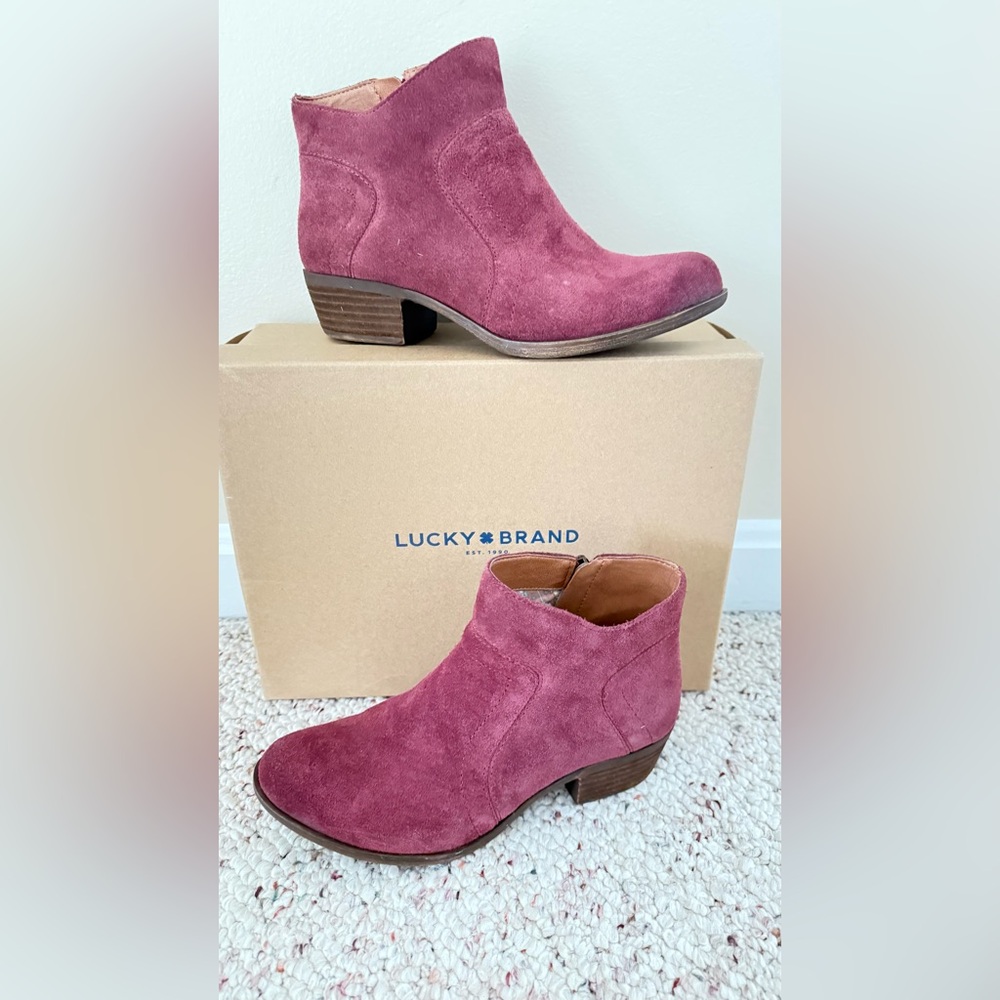 Lucky Brand Wms Suede Ankle Boots-Sz 7